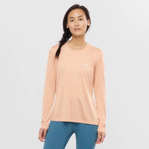 Camiseta Salomon Agile Long Sleeve Feminino Abricó | PT I15762